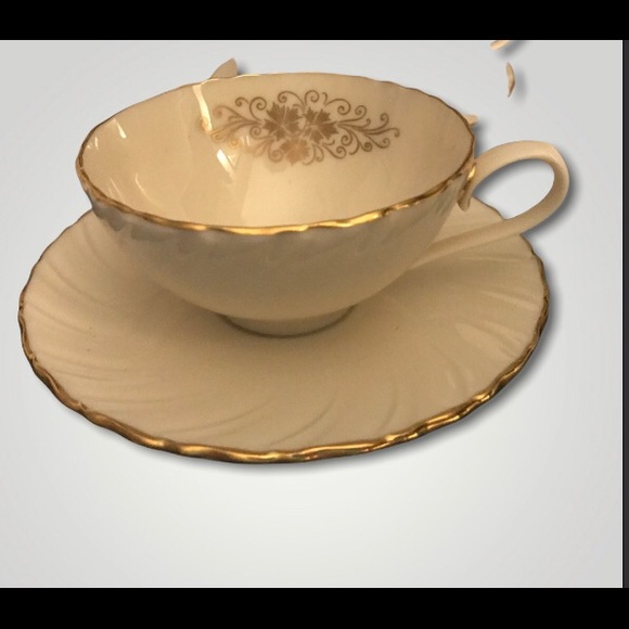 Vintage Lenox ORLEANS Tea Cup and Saucer / Set of 3 / Gold Rimmed - Picture 3 of 4